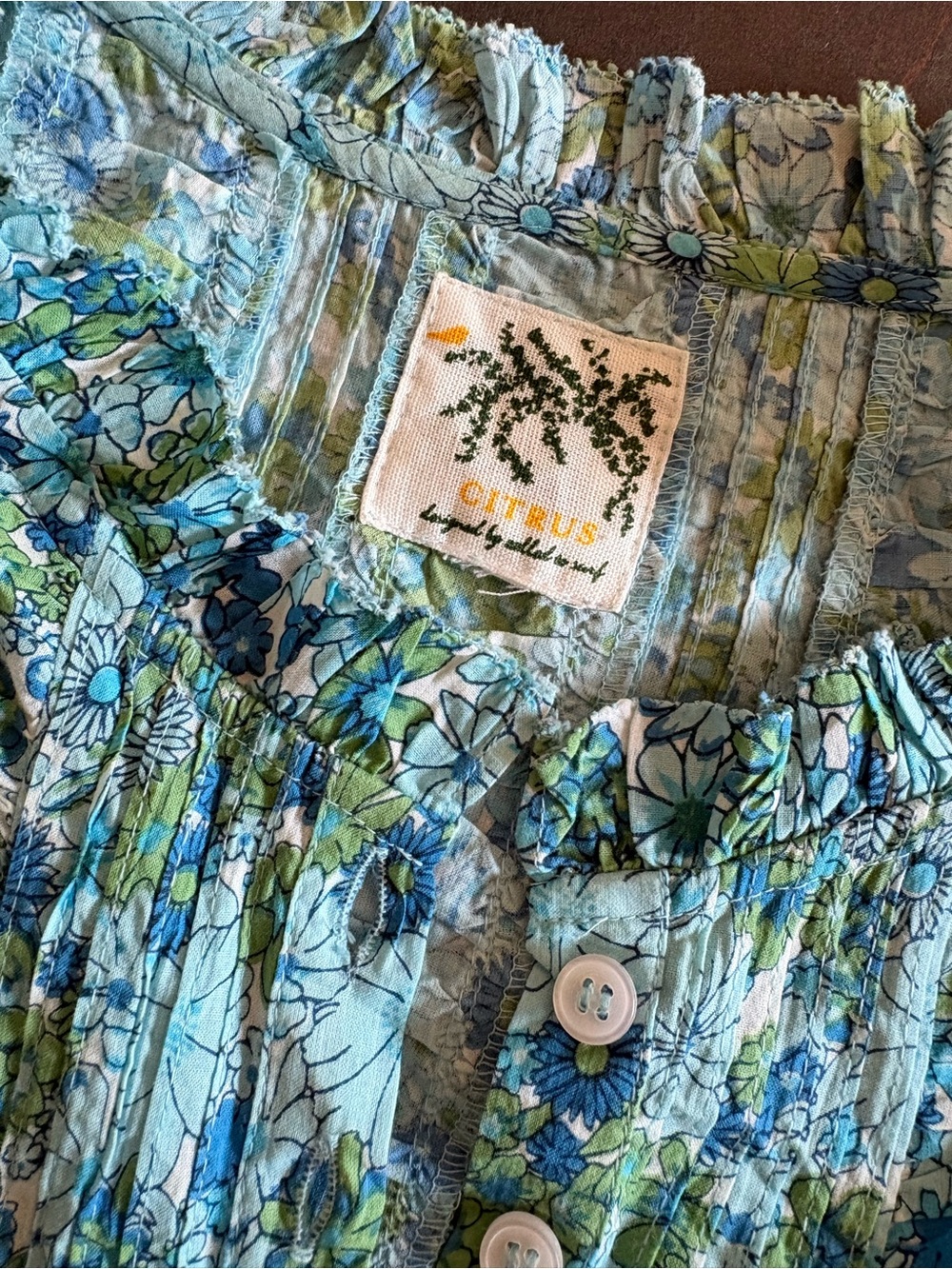 Cotton Blue Floral Tiered Maxi Dress with Puff Sleeves Large - Picture 6 of 13